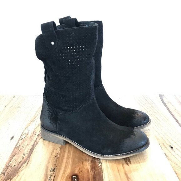 Rebels Ankle Boots Booties Black Suede Studs 6 - Picture 1 of 8